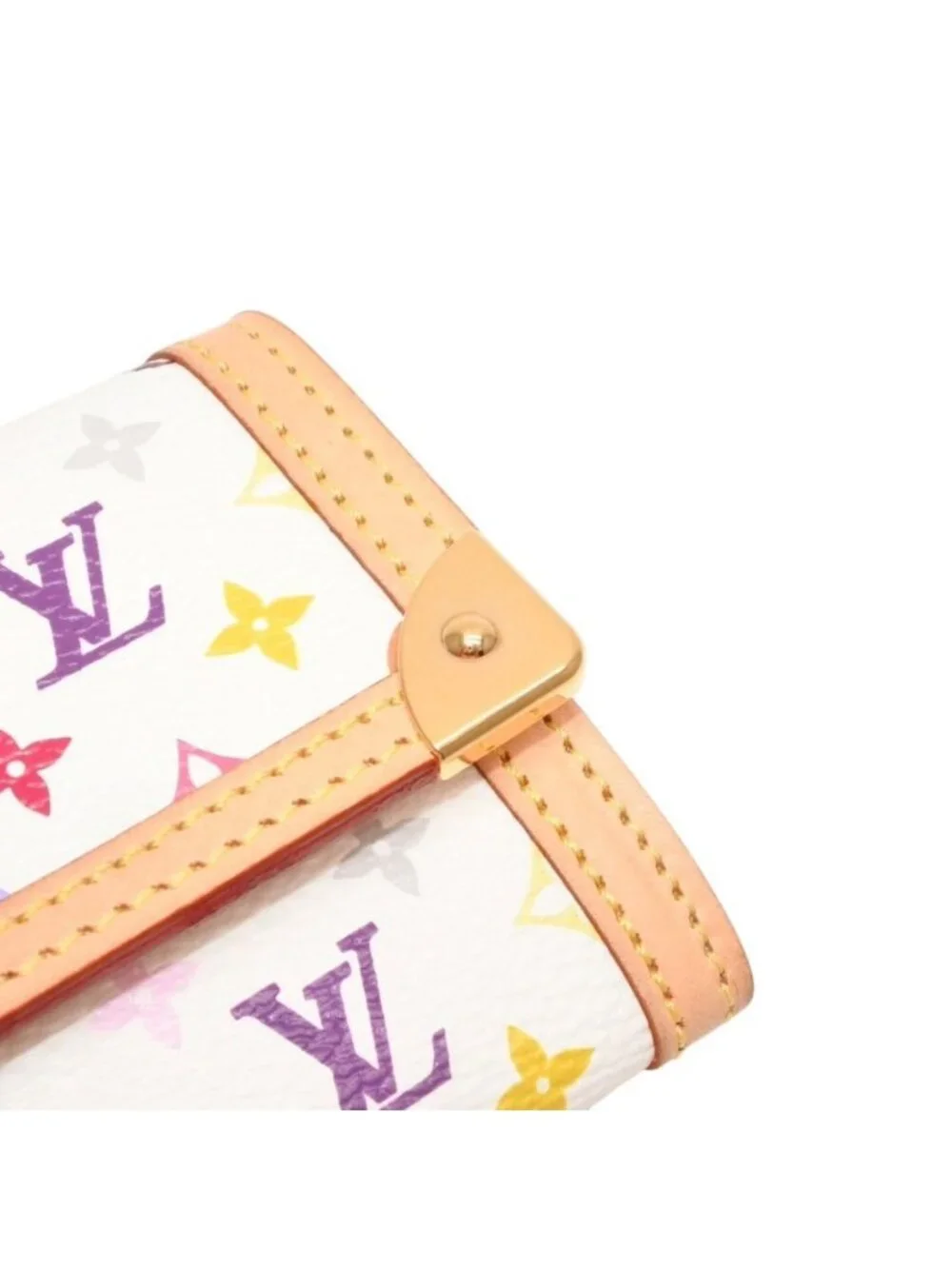 Louis Vuitton Porte Monnaie Plastic Coin Purse Monogram Multicolor White